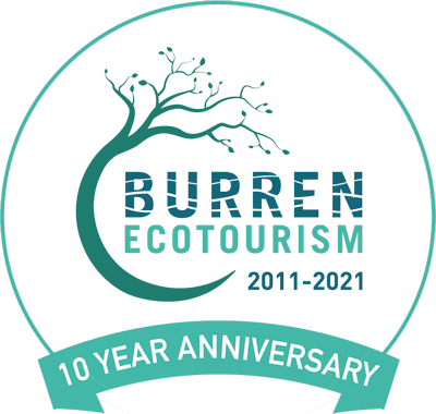 Burren Ecotourism 10 year Anniversary Logo, vacation, escape reunite