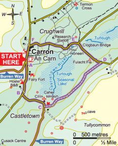 Carron Turlough loop map, outdoors reconnect with nature