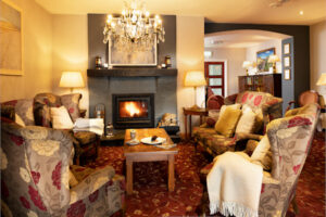 Open fire at Hyland's Hotel, cosy, food, pub