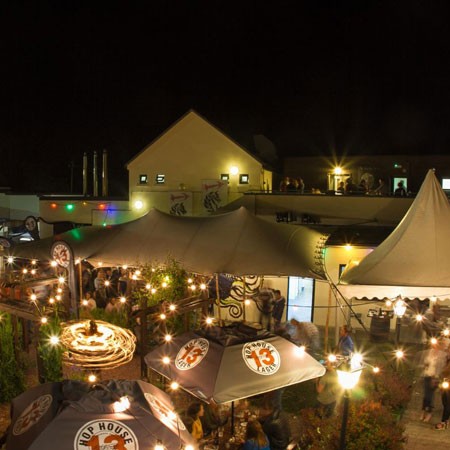 Courtyard at Hotel Doolin by night, outdoor space
