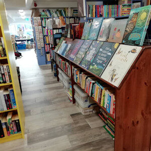 Book shelves full at Banner Books, Ennistymon, educational, escape